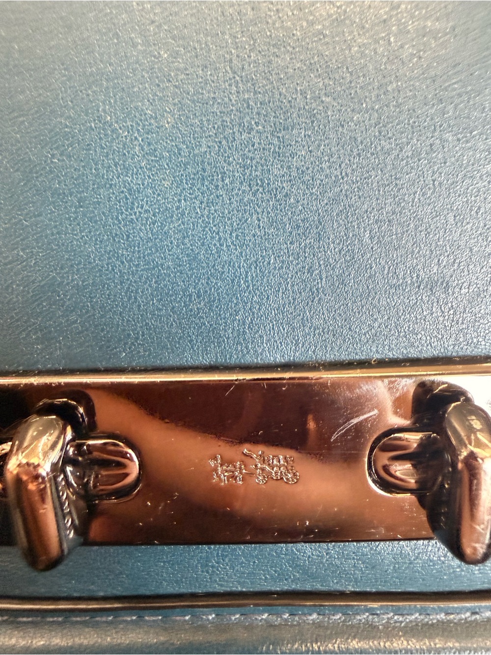Coach Blue Leather Chain Shoulder Bag with Silver Hardware - Picture 13 of 13